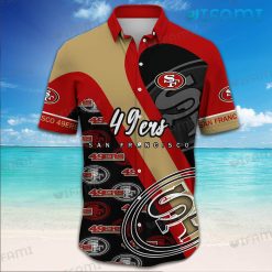49ers Button Up Shirt Red And Black 49ers Hawaii Shirt Present For Niners Fans