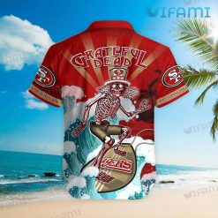49ers Button Up Shirt Skeleton Surfing 49ers Hawaii Shirt Present For Niners Fan