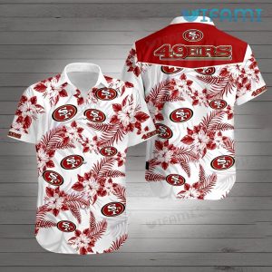 49ers Button Up Shirt Tropical Flower 49ers Hawaii Shirt Gift For Niners Fans