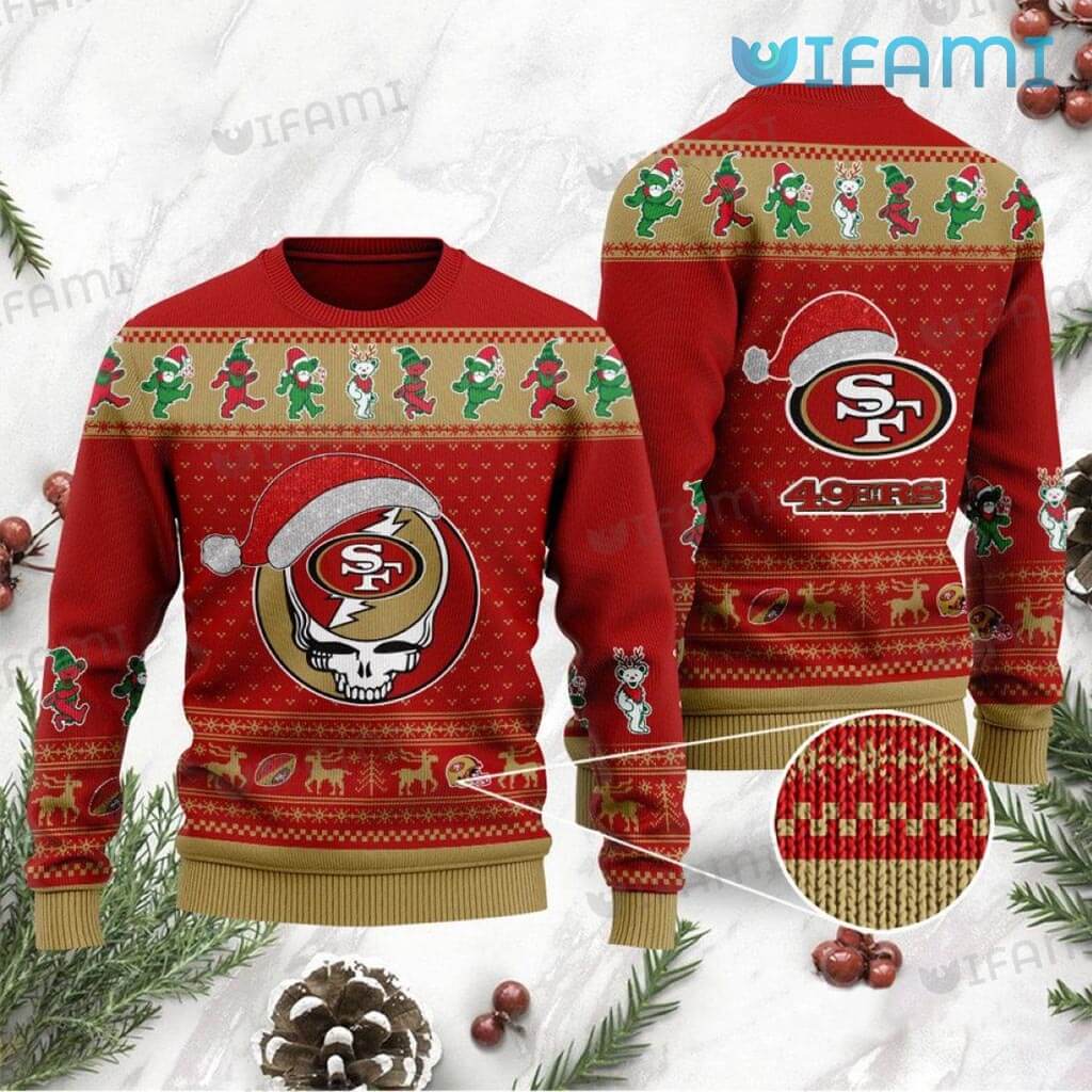 Awesome 49ers Christmas Grateful Dead Santa Hat Sweater San Francisco 49ers Gift