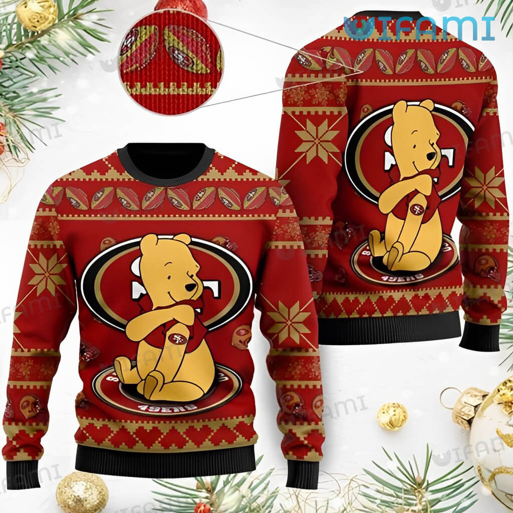 Adorable 49ers Christmas Pooh Bear Sweater San Francisco 49ers Gift