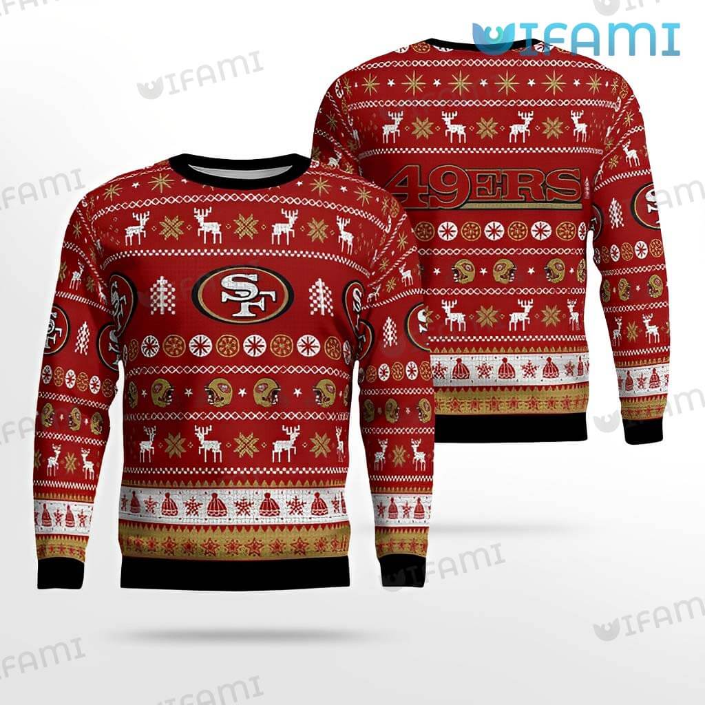 Great 49ers Christmas  Reindeer Snowflake Sweater San Francisco 49ers Gift