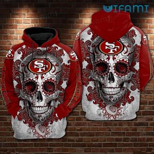 49ers Floral Skull Hoodie 3D San Francisco 49ers Gift