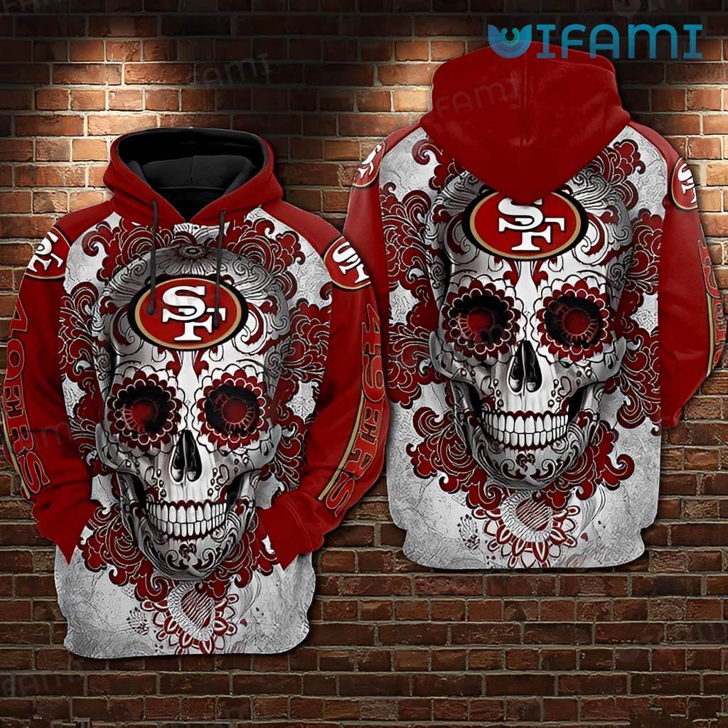Unique 49ers Floral Skull 3D Hoodie San Francisco 49ers Gift