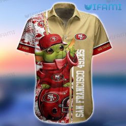 49ers Hawaiian Shirt Baby Yoda Football Helmet San Francisco 49ers Present Front