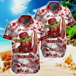 49ers Hawaiian Shirt Baby Yoda Surfing San Francisco 49ers Present
