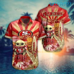 49ers Hawaiian Shirt Baby Yoda Tropical Hibiscus San Francisco 49ers Gift