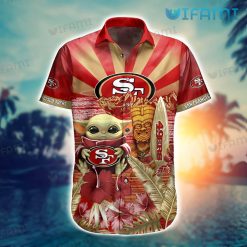 49ers Hawaiian Shirt Baby Yoda Tropical Hibiscus San Francisco 49ers Present Front