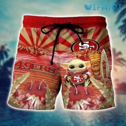 49ers Hawaiian Shirt Baby Yoda Tropical Hibiscus San Francisco 49ers Present Short