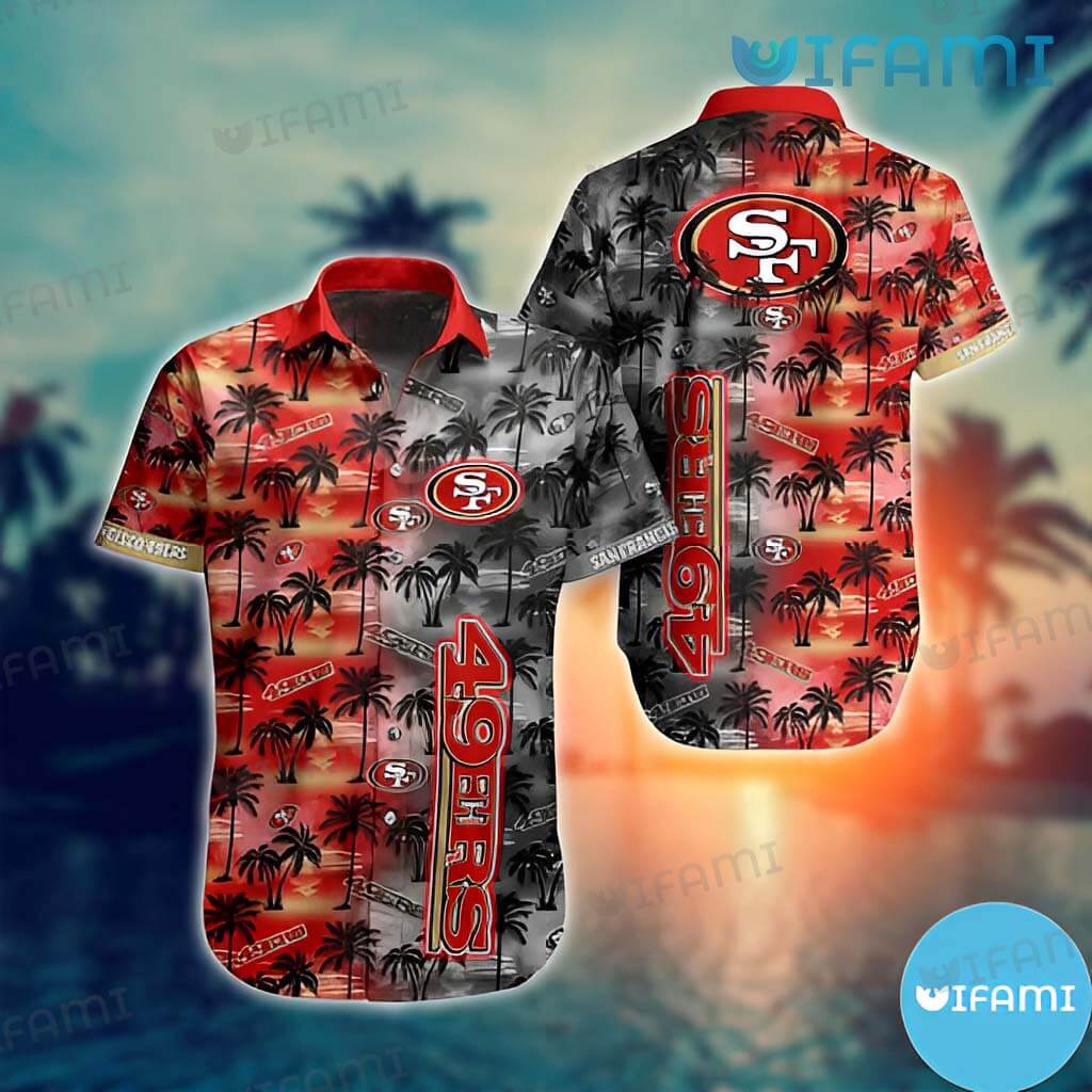 Classic 49ers Coconut Palm Tree Pattern Hawaiian Shirt San Francisco 49ers Gift