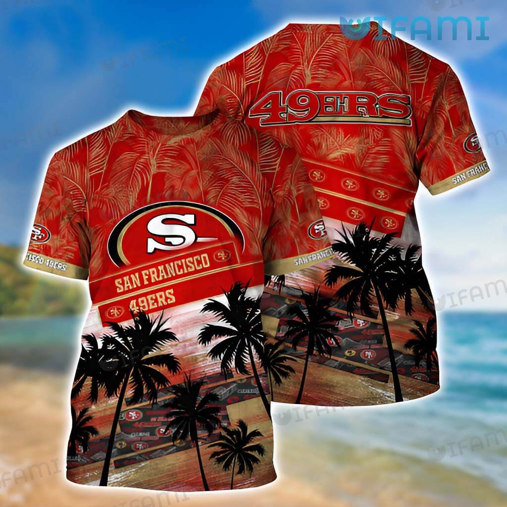 Red 49ers Coconut Tree Hawaiian Shirt San Francisco 49ers Gift