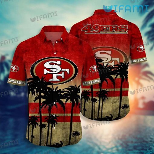 49ers Hawaiian Shirt Coconut Tree Sunset San Francisco 49ers Gift