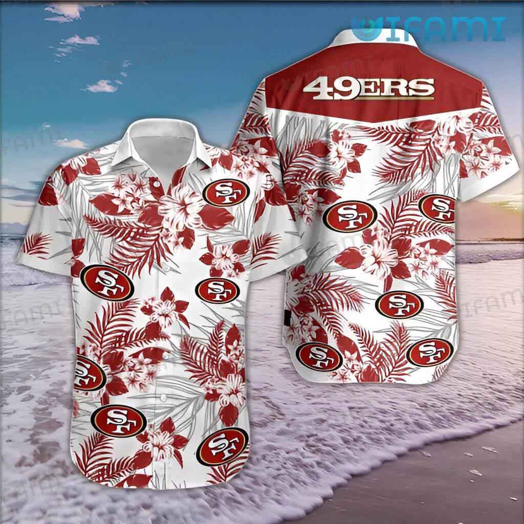 49ers Hawaiian Shirt Hibiscus Flower San Francisco 49ers Gift