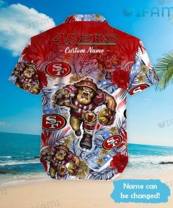 49ers Hawaiian Shirt Mascot Custom Name San Francisco 49ers Present Back