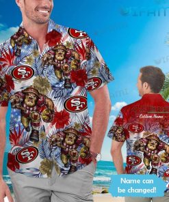 49ers Hawaiian Shirt Mascot Custom Name San Francisco 49ers Present Men