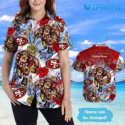 49ers Hawaiian Shirt Mascot Custom Name San Francisco 49ers Present Women