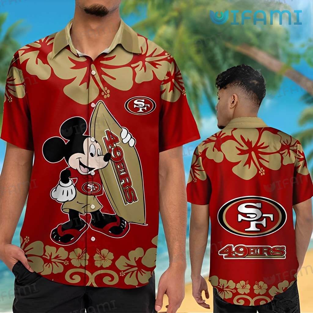 Perfect 49ers Hawaiian Shirt Mickey Surfing San Francisco 49ers Gift