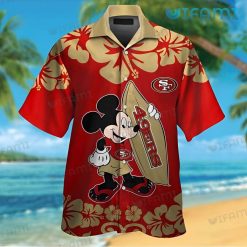 49ers Hawaiian Shirt Mickey Surfing San Francisco 49ers Gift