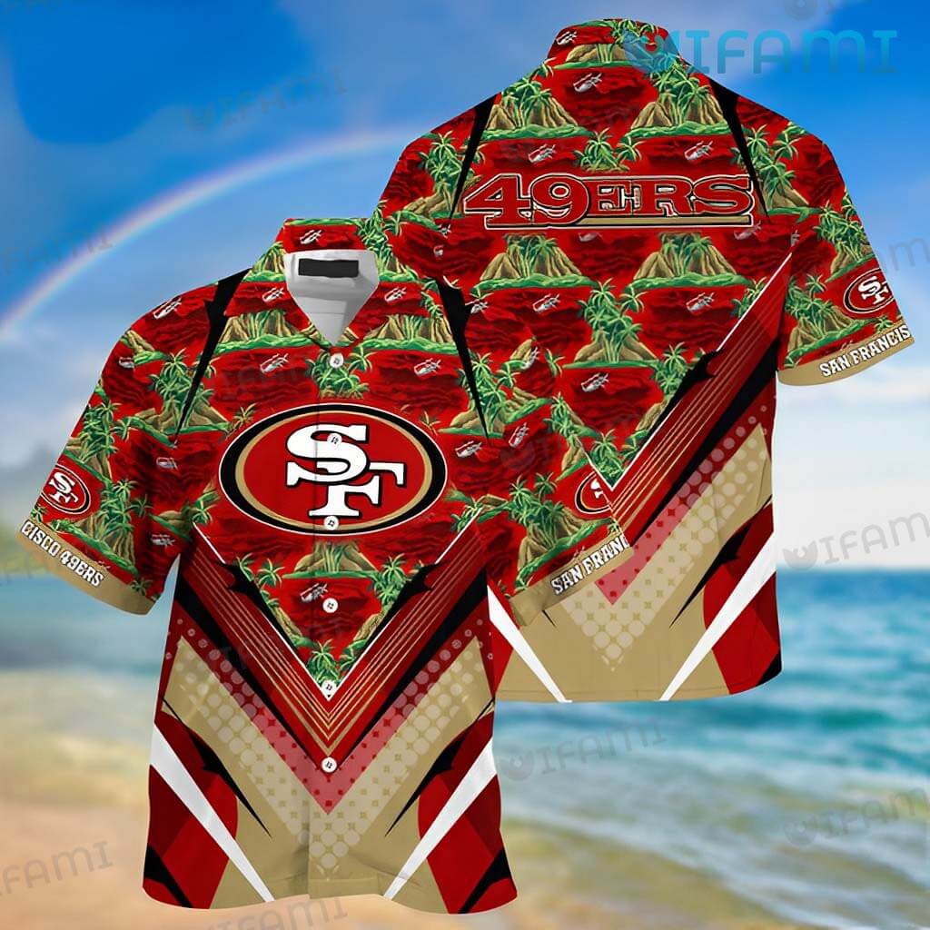 Adorable 49ers Palm Tree Armor Hawaiian Shirt San Francisco 49ers Gift