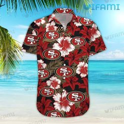 49ers Hawaiian Shirt Red Tropical Flower San Francisco 49ers Gift