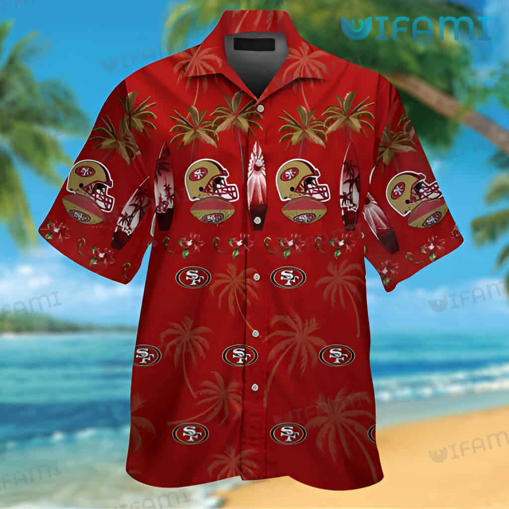 Vintage Red 49ers Hawaiian Shirt Surfing San Francisco 49ers Gift