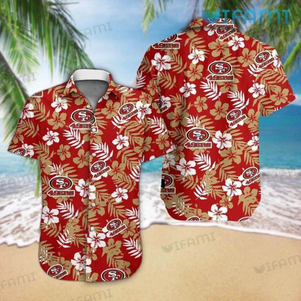 49ers Hawaiian Shirt Tropical Flower San Francisco 49ers Gift