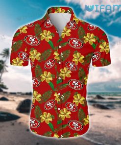49ers Hawaiian Shirt Yellow Tropical Flower San Francisco 49ers Gift