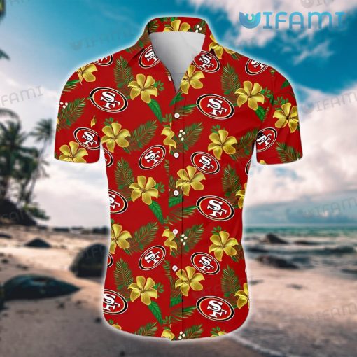 49ers Hawaiian Shirt Yellow Tropical Flower San Francisco 49ers Gift
