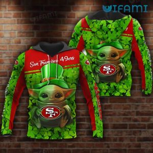 49ers Hoodie 3D Baby Yoda St. Patrick’s Day Brown San Francisco 49ers Gift