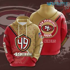 49ers Hoodie 3D Logo Pattern Red Brown San Francisco 49ers Gift