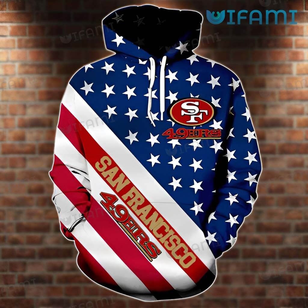 Classic 49ers 3D USA Flag Hoodie San Francisco 49ers Gift