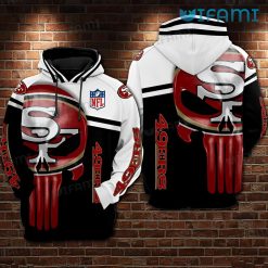 49ers Punisher Skull Hoodie 3D NFL San Francisco 49ers Gift