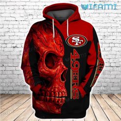 49ers Red Skull Hoodie 3D San Francisco 49ers Present Front