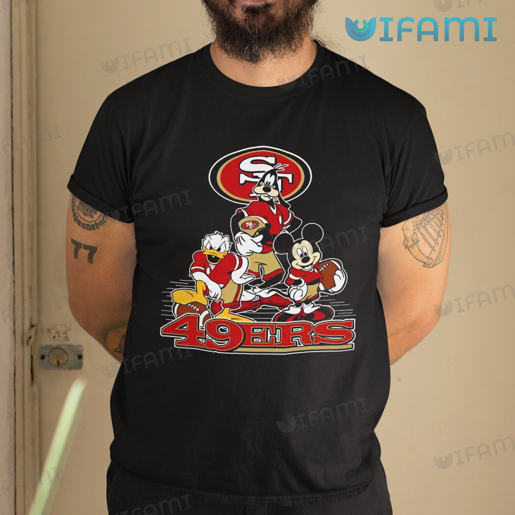 Black 49ers Mickey Donald Duck Goofy Shirt San Francisco 49ers Gift