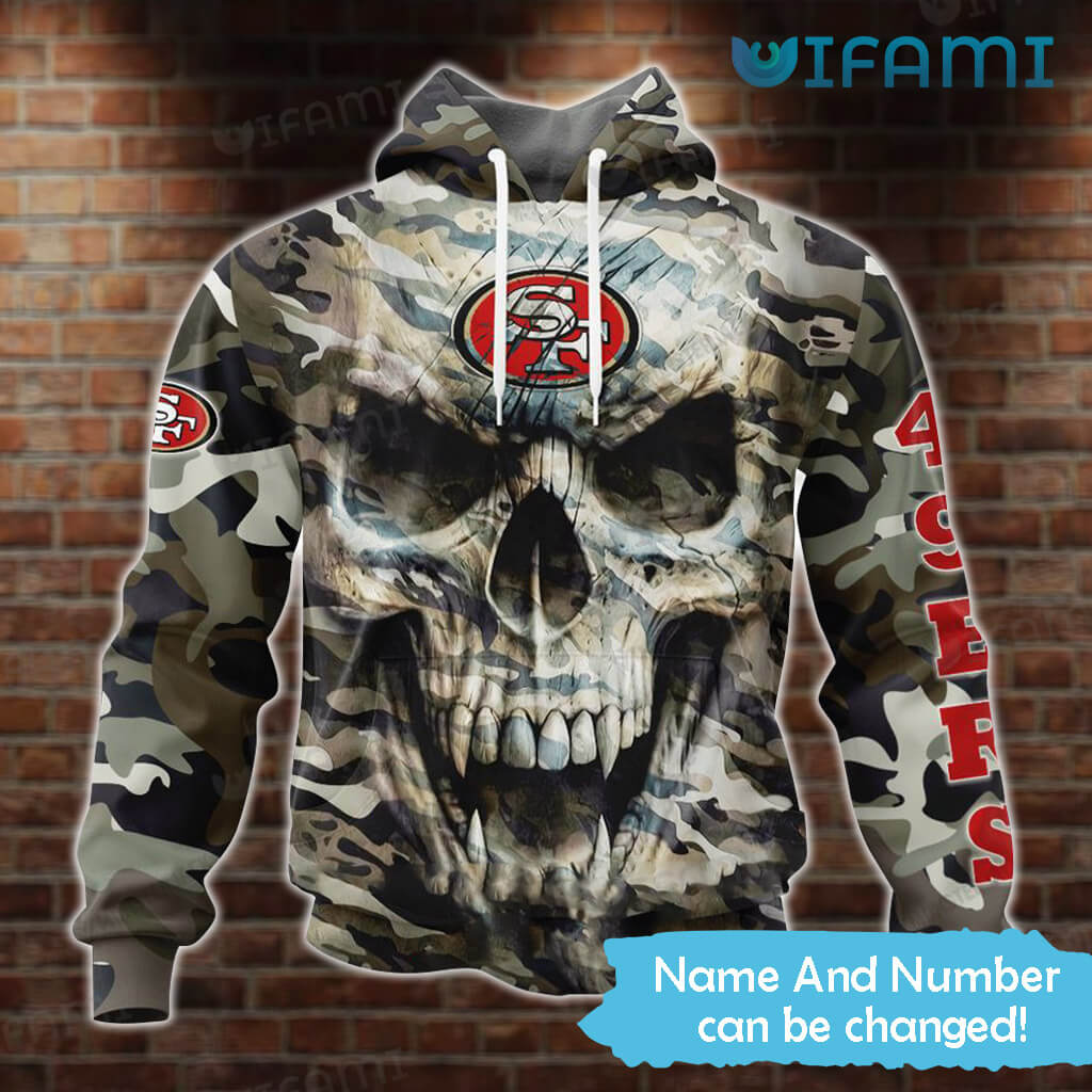 Scary Personalized 49ers Skull 3D Camo Pattern Hoodie San Francisco 49ers Gift