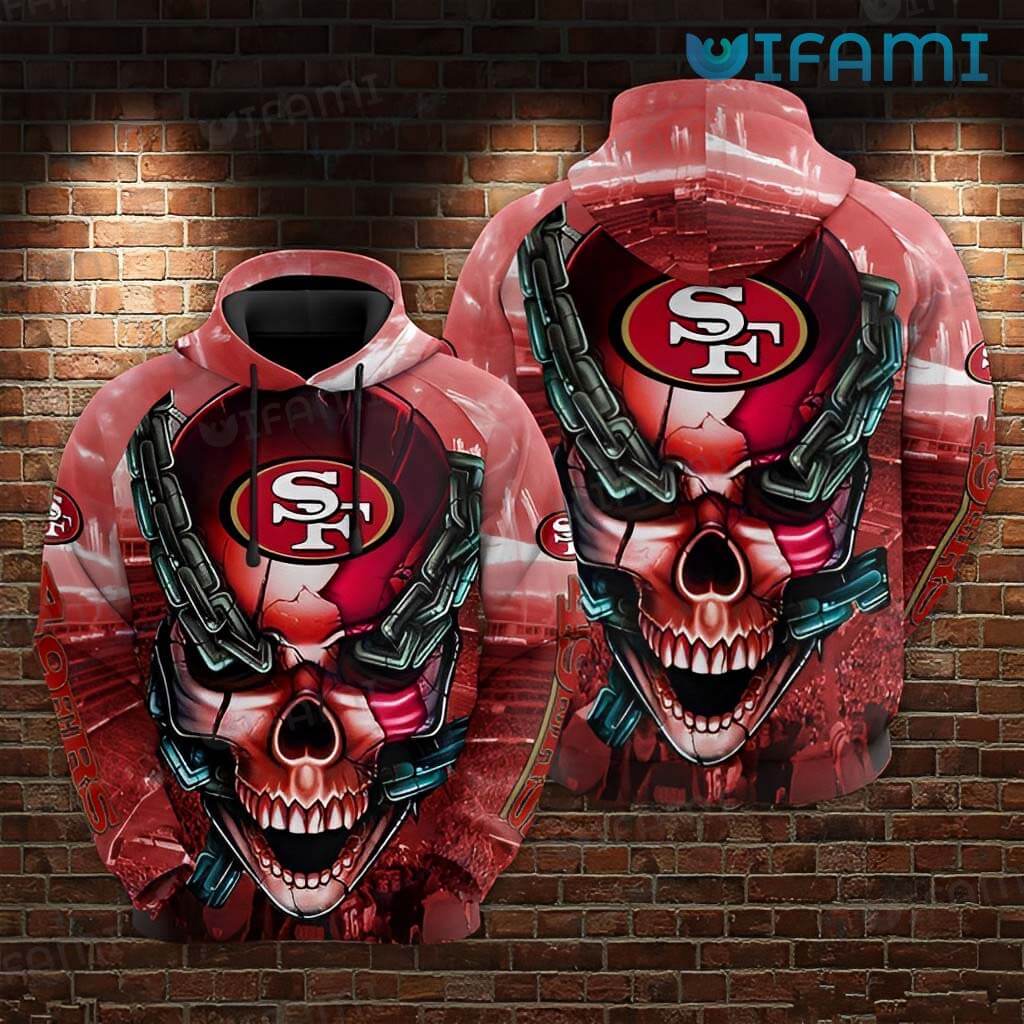 Awesome 49ers Skull  3D Chained Skull Hoodie San Francisco 49ers Gift