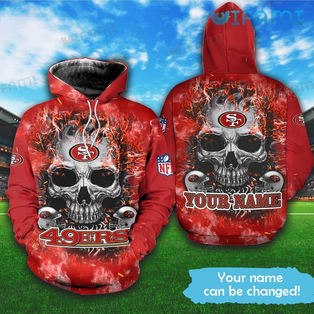 Cool Custom Name 49ers Skull 3D Hoodie San Francisco 49ers Gift