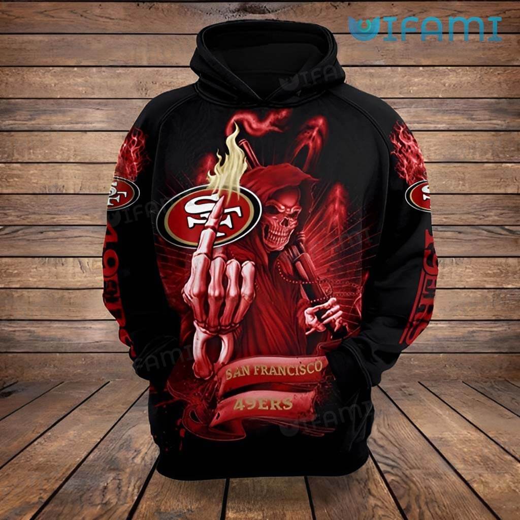 Unique 49ers Skull 3D Death Fire Logo Hoodie San Francisco 49ers Gift