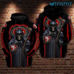 49ers Skull Hoodie 3D Death Holding Logo San Francisco 49ers Gift