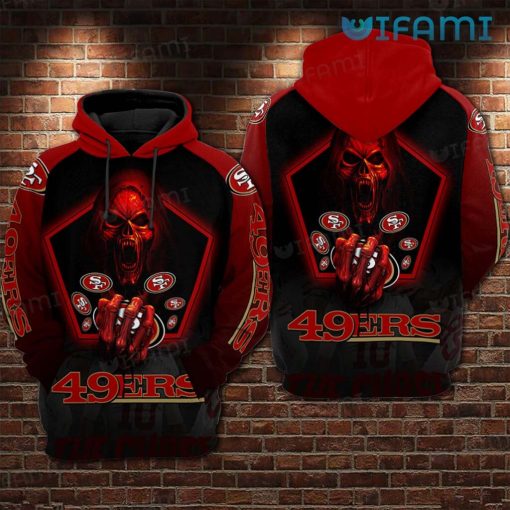 49ers Skull Hoodie 3D Death Playing Logos San Francisco 49ers Gift