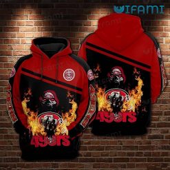49ers Skull Hoodie 3D Fire Death Holding Logo San Francisco 49ers Gift