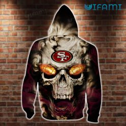 49ers Skull Hoodie 3D Fire Eyes San Francisco 49ers Present