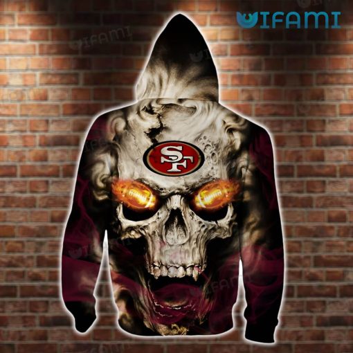 49ers Skull Hoodie 3D Fire Eyes San Francisco 49ers Gift