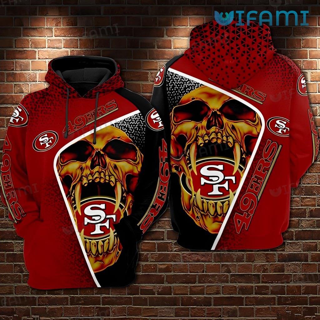 Unique  49ers Skull 3D Holding Logo Hoodie San Francisco 49ers Gift