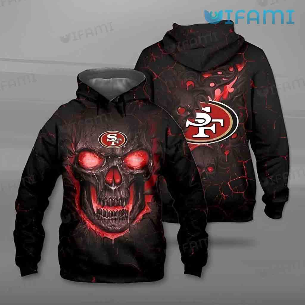 Black 49ers Skull 3D Logo Hoodie San Francisco 49ers Gift