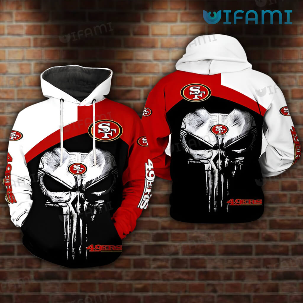 Classic 49ers Skull 3D Punisher Skull Logo Hoodie San Francisco 49ers Gift