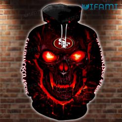 49ers Skull Hoodie 3D Red Fire Skull San Francisco 49ers Gift