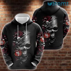 49ers Skull Hoodie 3D Rose Skull San Francisco 49ers Gift