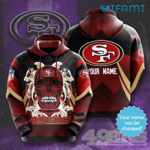 49ers Skull Hoodie 3D Skull Custom Name San Francisco 49ers Gift