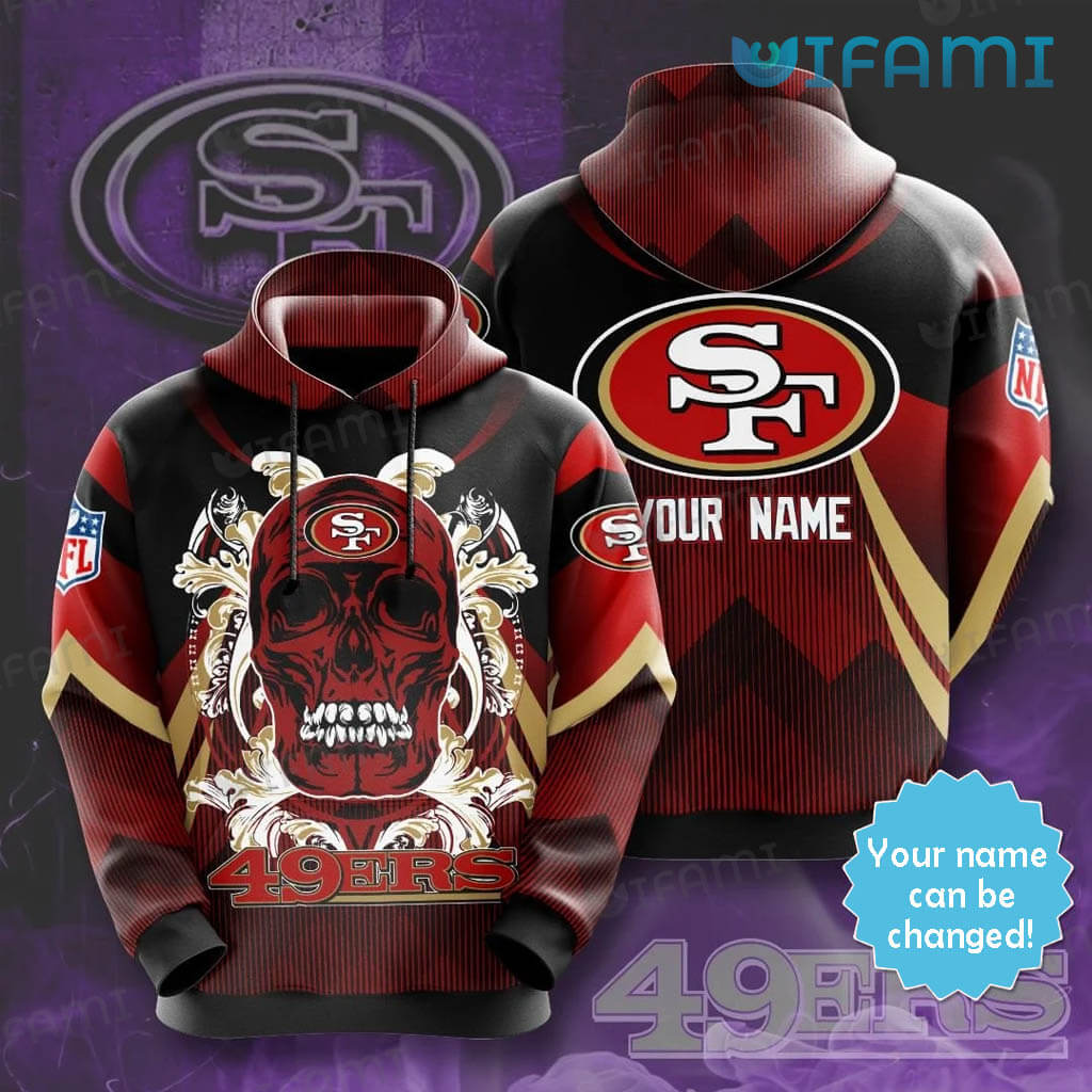 Awesome Custom Name 49ers Skull Hoodie 3D Skull San Francisco 49ers Gift